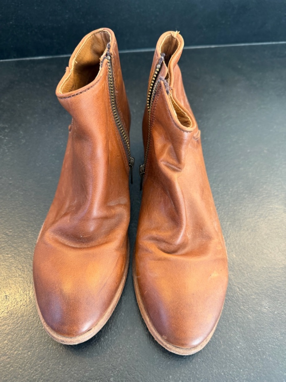Women’s Frye Brown Leather Side-Zip Ankle Boots